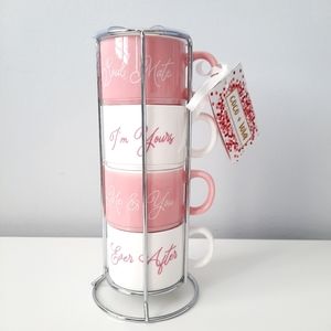 Pink and White Stacking Mugs Set